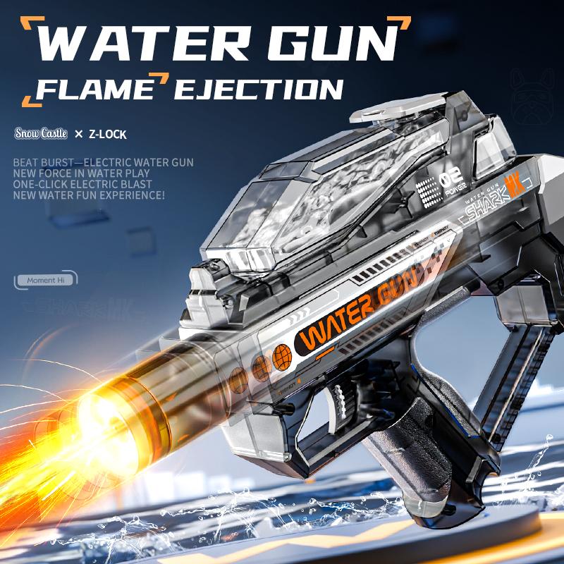 Summer Outdoor Shooting Game Toys For Kids Battery Powered Electric Water Gun Transparent Children Automatic Water Spray Guns