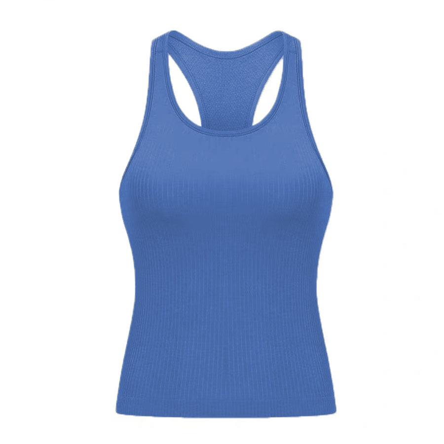 EBB TO STREET Damski Długi Top do Jogi z Dekoltem Racerback i Wkładkami na Biust