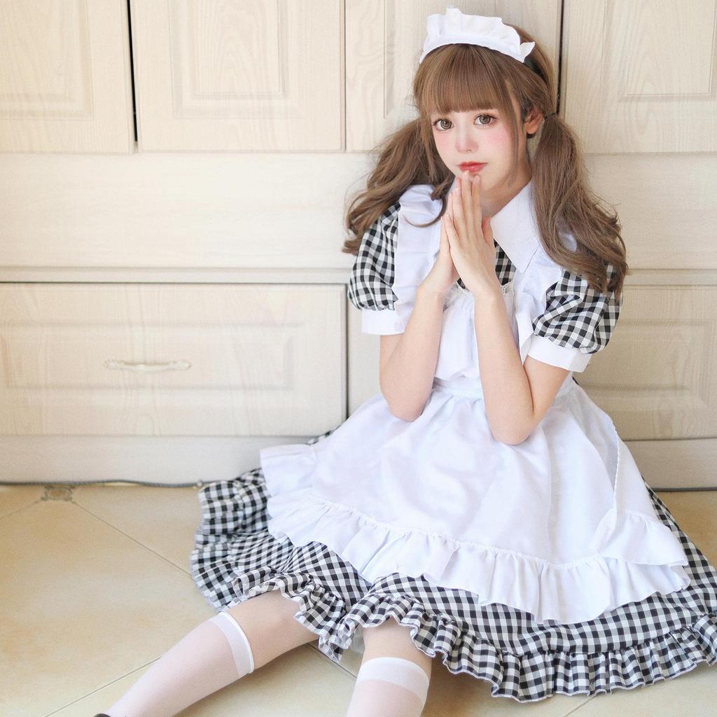 Personaggio anime cosplay cameriera abbigliamento cosplay ristorante uniforme da lavoro abito lungo bianco e nero cameriera abbigliamento festa festa