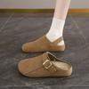 CRLAYDK Vintage Women's Comfort Mules Adjustable Buckle Slip On Slippers Closed Toe Casual Walking Open Back Shoes for Lady