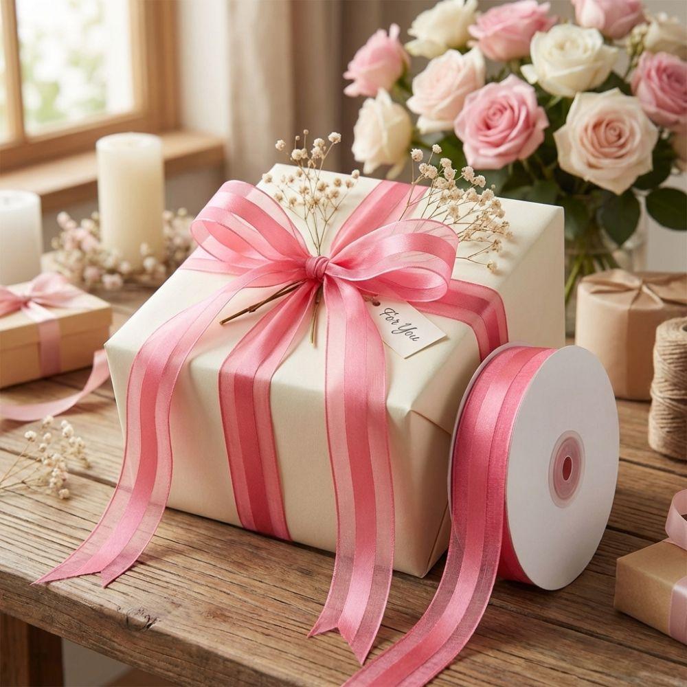 DIY Gift Wrapping Solid Satin Ribbons Handmade Bows Cake Packaging Single Face Ribbons Bridal Bouquets Shiny Ribbons for Crafts