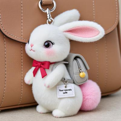 Emotionaler Unterstützungs-Taschenanhänger Positiver Plüschtier-Anhänger Katze Hund Schlüsselanhänger-Anhänger mit gestickter Botschaft für Rucksack Geldbörse