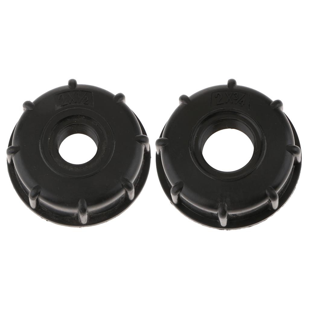 1000 Water Tote Tank Adapter Hose Cap 60mm Coarse Thread Outlet, 1/2inch+3/4inch=2PCS