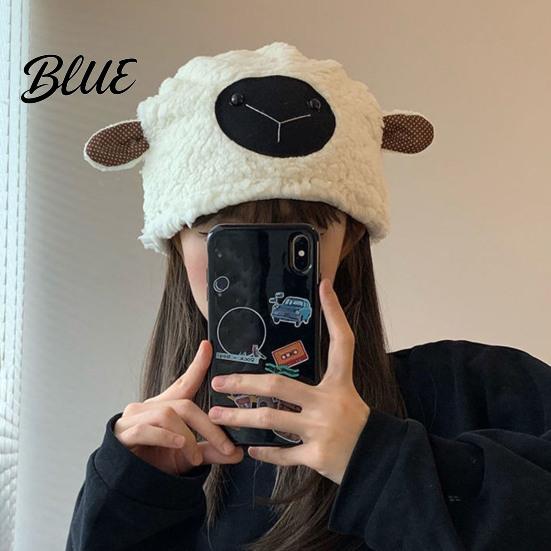Women Hat Plush Hats Autumn Stretchy Keep Cozy Thickened Cute Fuzzy Warm Soft Winter Sheep