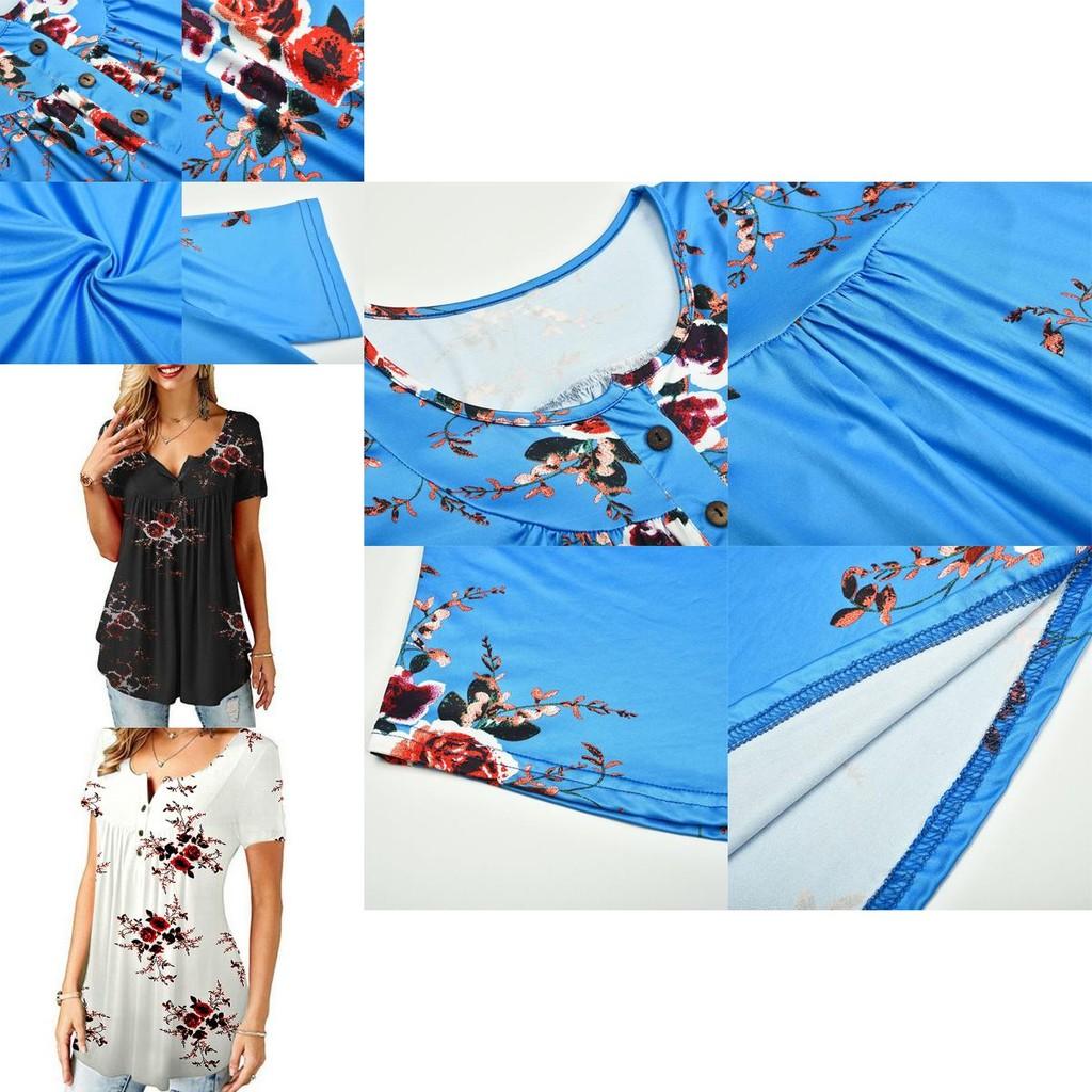 Elegant Women Floral Short Sleeve T-shirt Tops With Comfortable Loose Fit Design