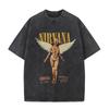 T-shirt Oversize Lavaggio Acido Retrò Band Nirvana 1993 Billboard Figura Angelo Grafica Vintage Rock Top Casual