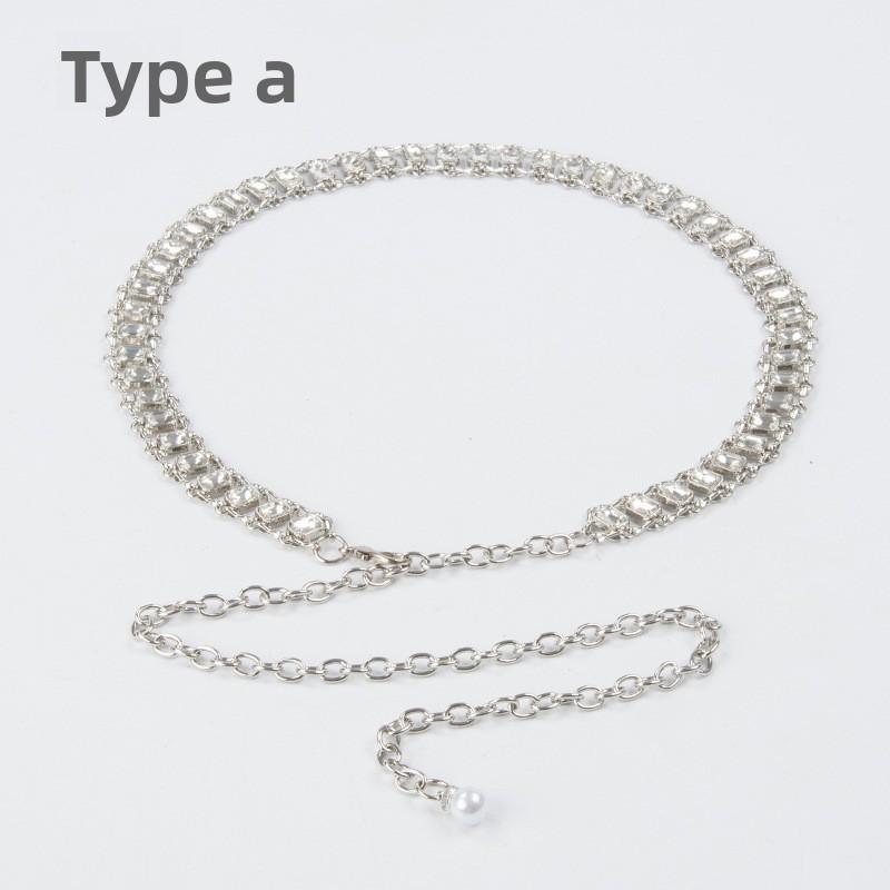 

Mei Mary Diamond-studded crystal waist chain - trendy metal chain accessory for women, perfect with skirts and dresses