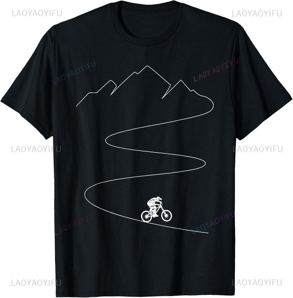 Mountain Biking  Cyclist Rider Bicycle Single Track Riding TShirt Customizable Graphic T Shirts Print on Demand Ropa Hombre