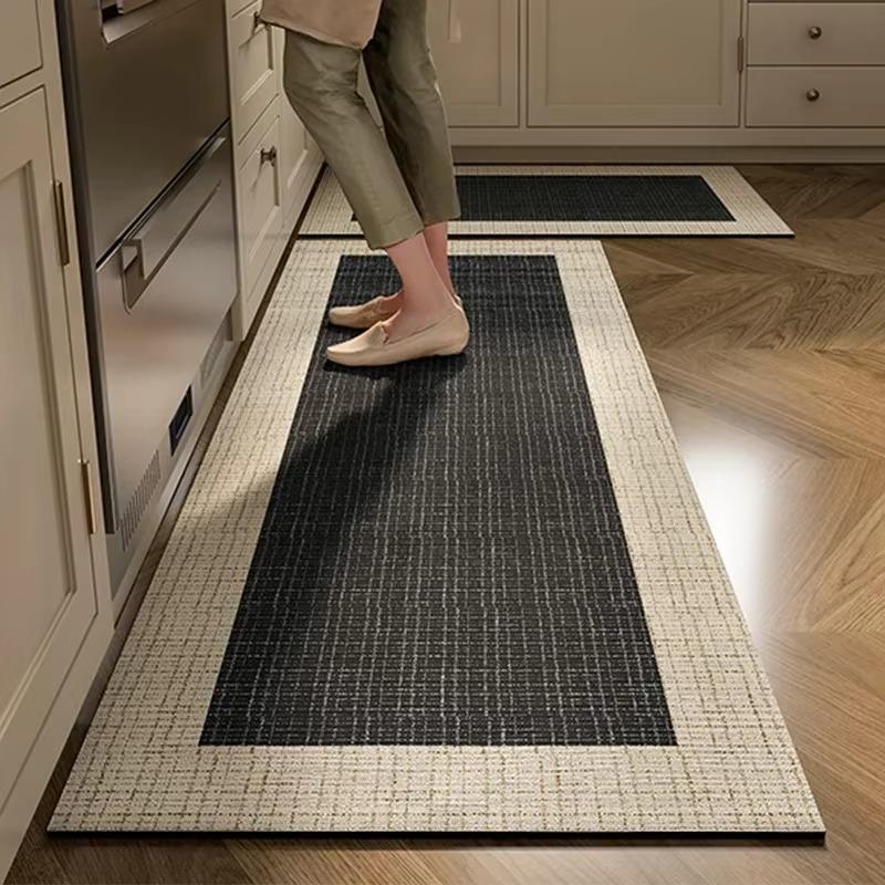 Kitchen Rug Pvc Waterproof Leather Carpet Black Long Floor Mat Non-slip Oil-proof Home Decoration Rugs Alfombras De Cocina