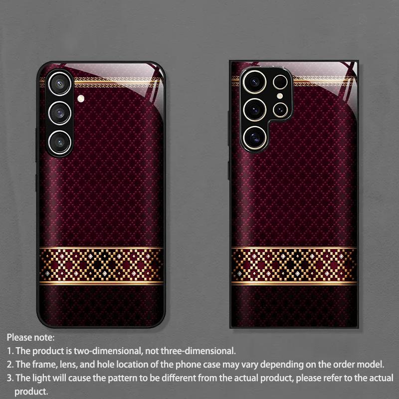 Red and gold pattern Exquisite PhoneCase for Samsung Galaxy S26 S25 S24 S23 S22 S21 FE Ultra Plus  Men women Built-in glass