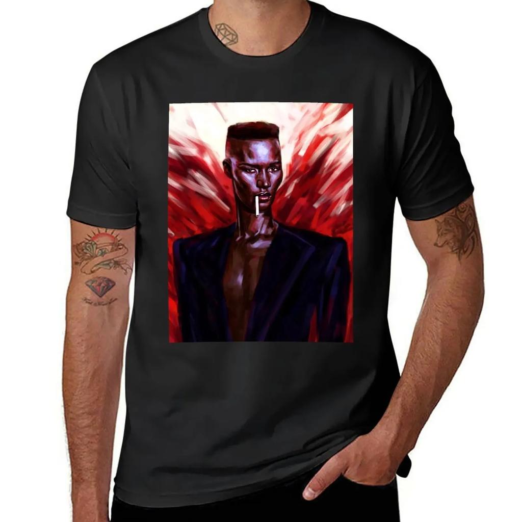T-shirt Grace Jones abiti hippie taglie comode Camicetta T-shirt per uomo cotone