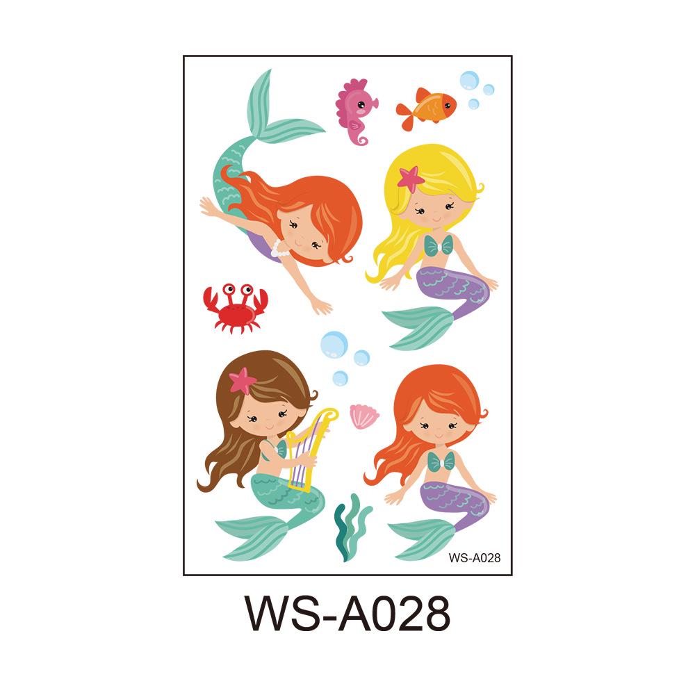Waterproof Cartoon Princess Tattoo Set - Mermaid Theme for Kids