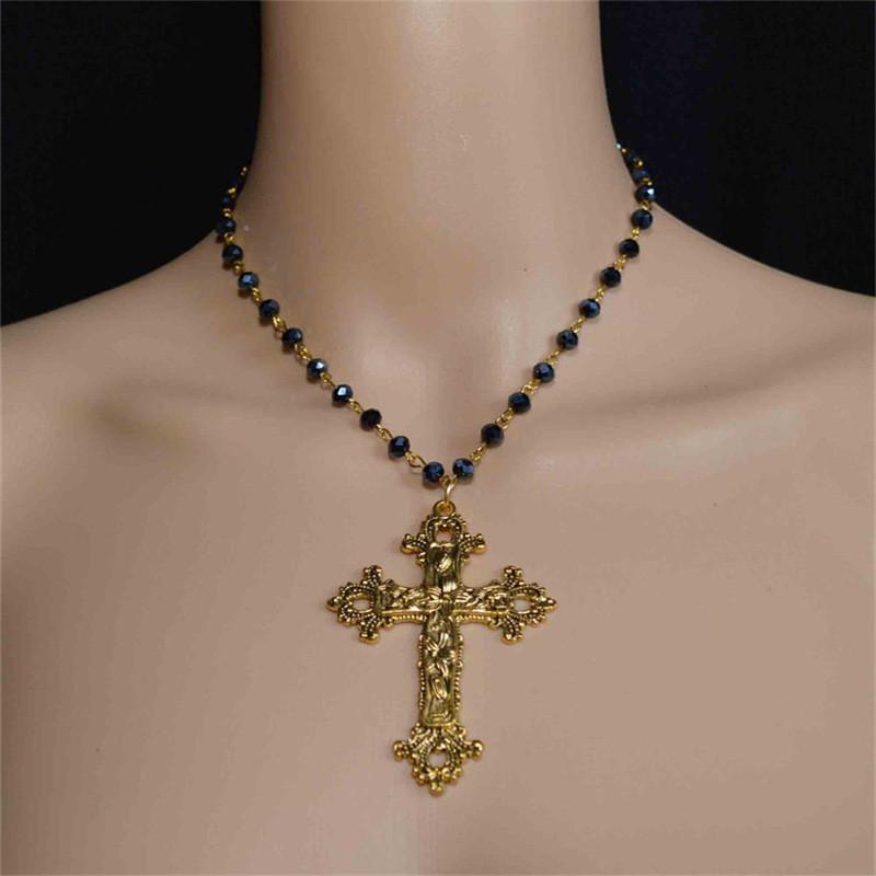 Punk Style Cross Pendant Necklace For Women With Electroplated Alloy Jewelry