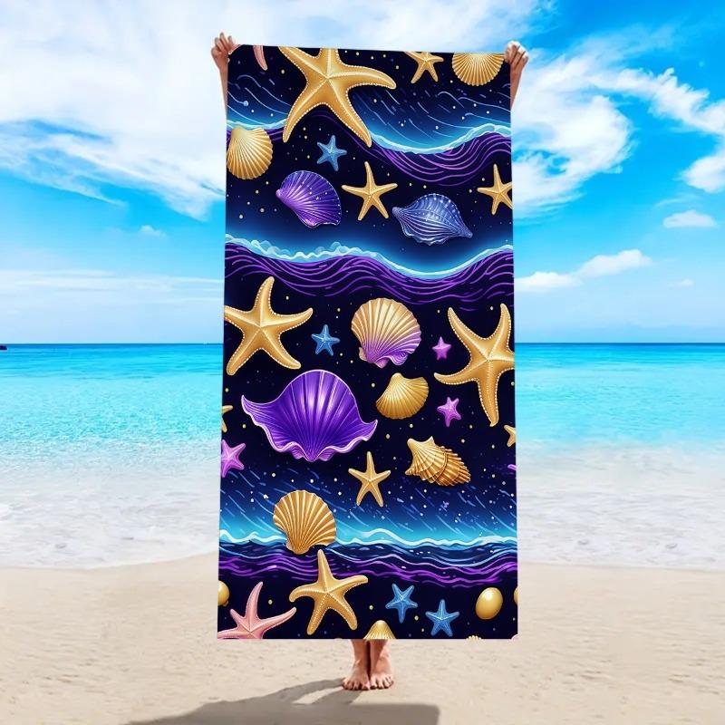 Zomer Zee Zeester Schelp Print Strandlaken Schattig Koraal Ontwerp Extra Groot Handdoek Sneldrogend Zandvrij Absorberend Stranddeken