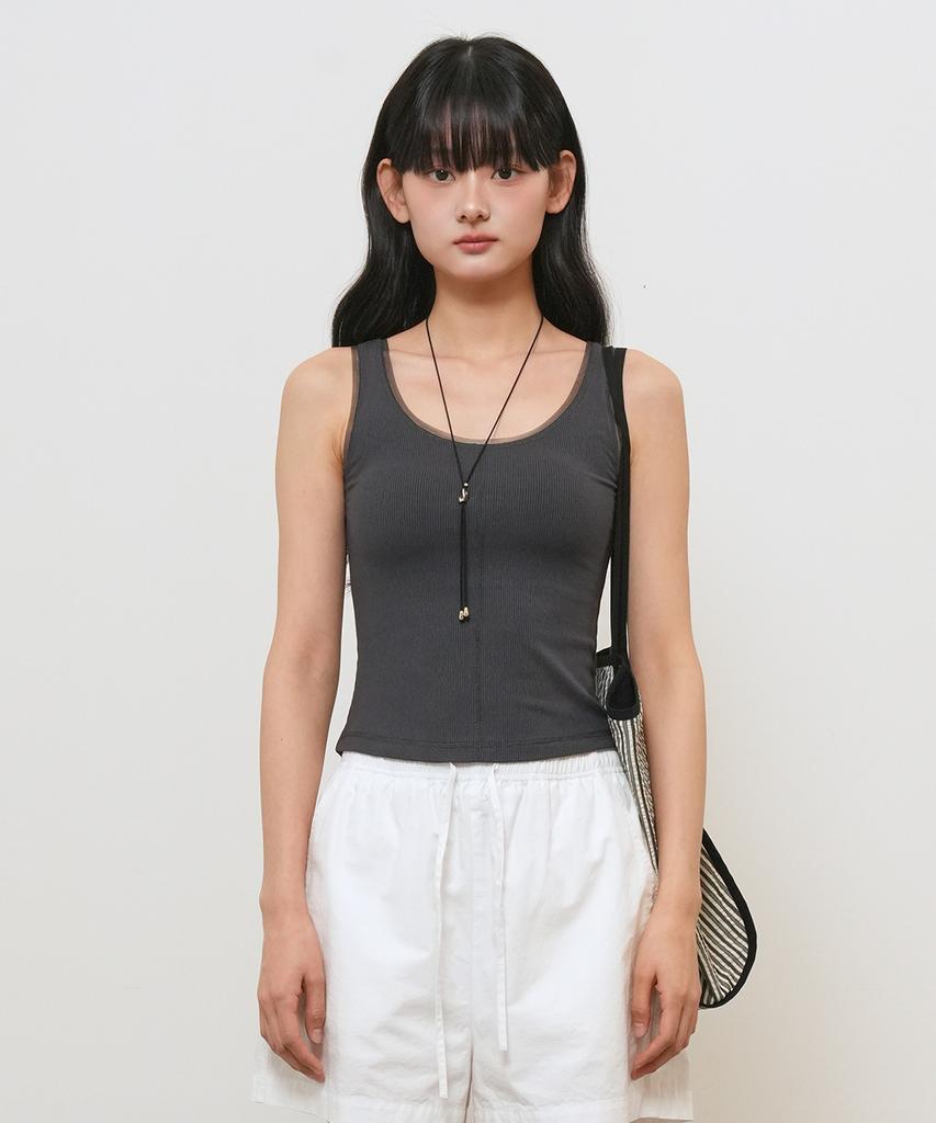 GENERALIDEA Sheer Layered Sleeveless [Charcoal] / Gf2Lts534