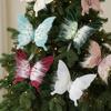 Clip-On Christmas Butterfly Ornaments Flocking Finish Xmas Butterfly Clip Decor  Holiday Party