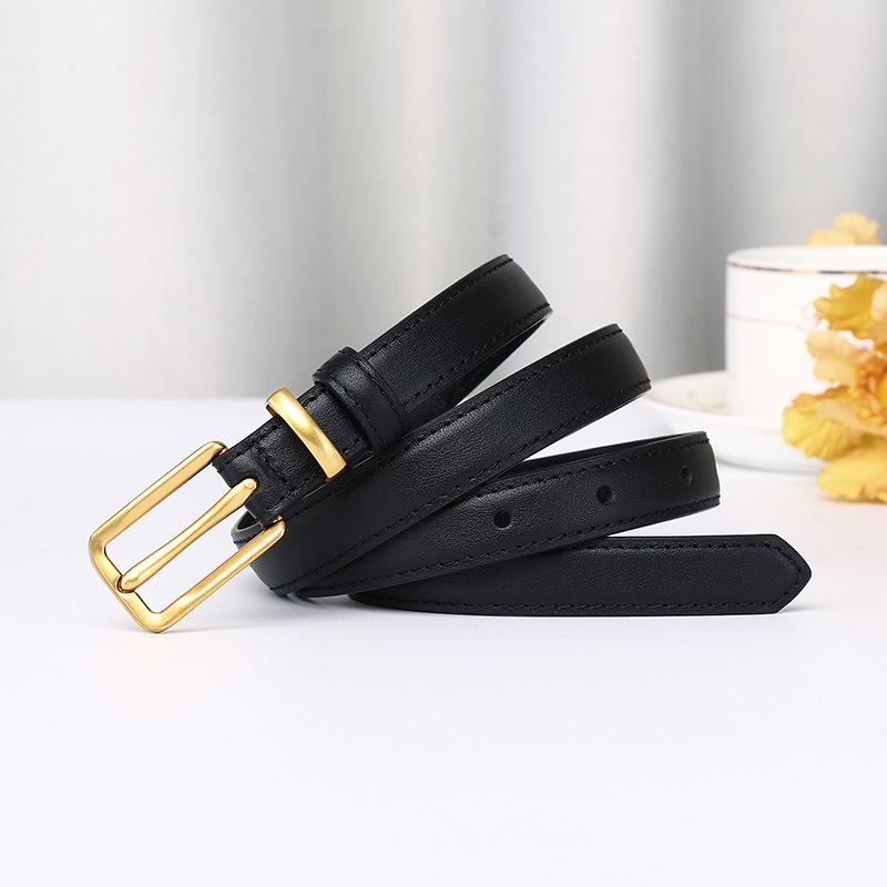 Light Luxury Leather Pure Cowhide Belt Women'S Simple And Versatile Korean Version Ins Style Advanced Sense Casual Thin Belt Women