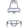 RICHYT9 Sexy Lingerie Extremely Small Bikini Lace Underwear Women's Micro Swimsuit 2-Piece Set (Blue-White) Free Size