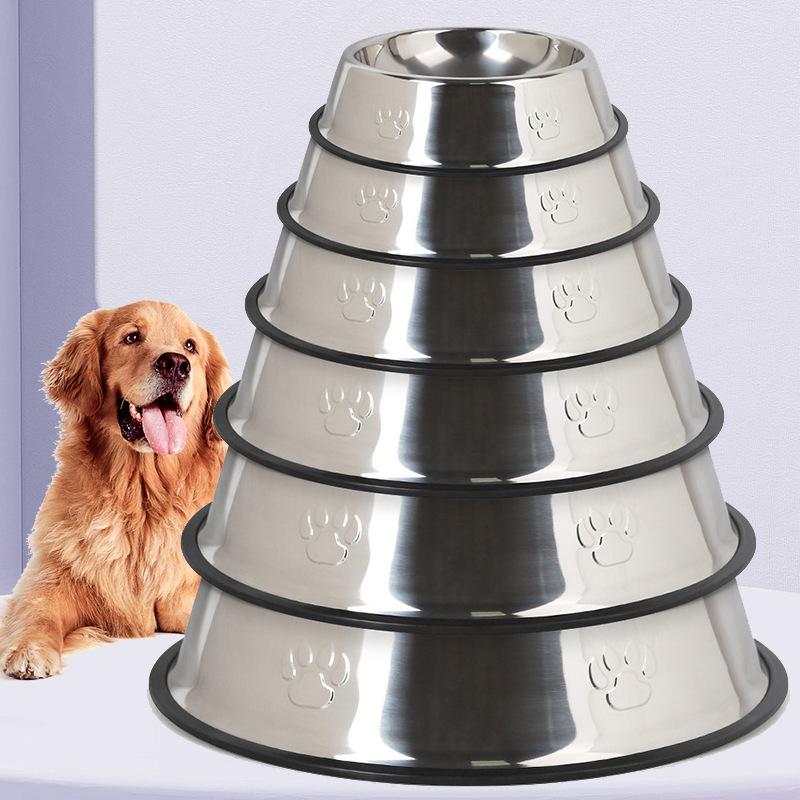 Dog bowl, shatterproof, bite-resistant stainless steel dog bowl, pet supplies, cat bowl, stainless steel pet bowl