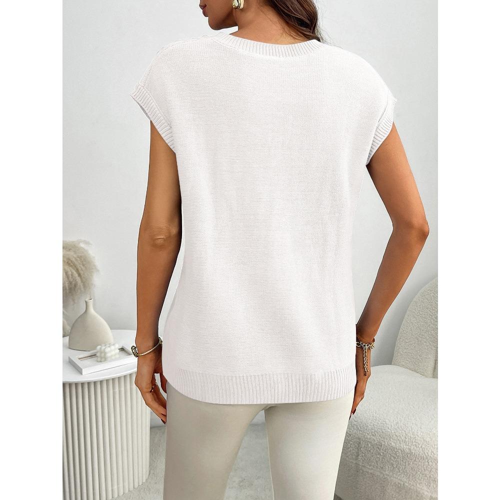 Summer New V-neck Twisted Flower Vest Loose Sleeveless Sweater for Women