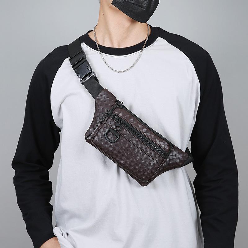 Borsa a tracolla da uomo casual – Marsupio resistente in PU con tasche multiple per esterni, moto e viaggi
