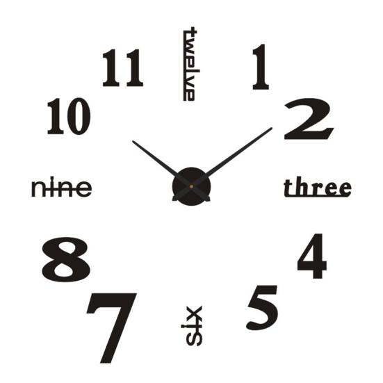 Modern Nordic Wall Clock Battery Powered Quiet Non-ticking Arabic Numerals Clock 3D Effect DIY Wall Clock for Living Room