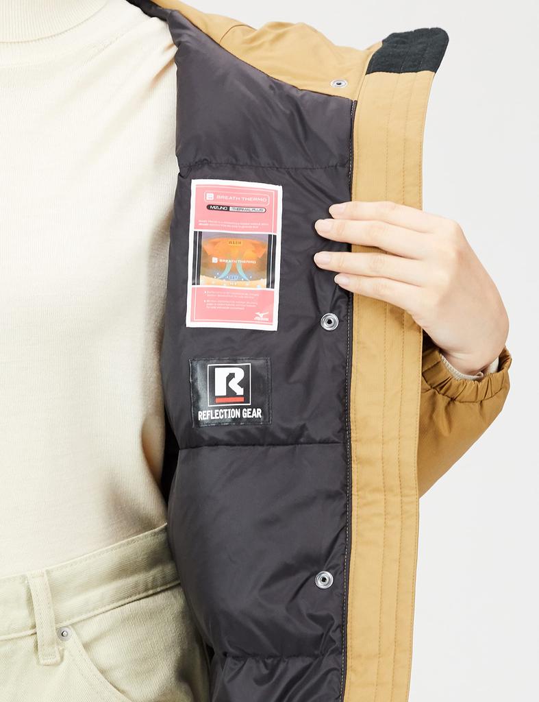 Mizuno INFINIUM Down and Dijon Size L Women's GORE-TEX Jacket, Moisture-Wicking, Heat-Retaining, Water-Repellent, Brown, (B2ME2703)