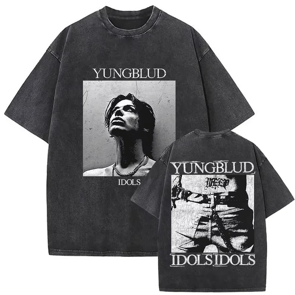 T-shirt Vintage Lavate Yungblud IDOLS The World Tour Uomo Donna Hip Hop Alta Qualità Gotico Oversize Streetwear