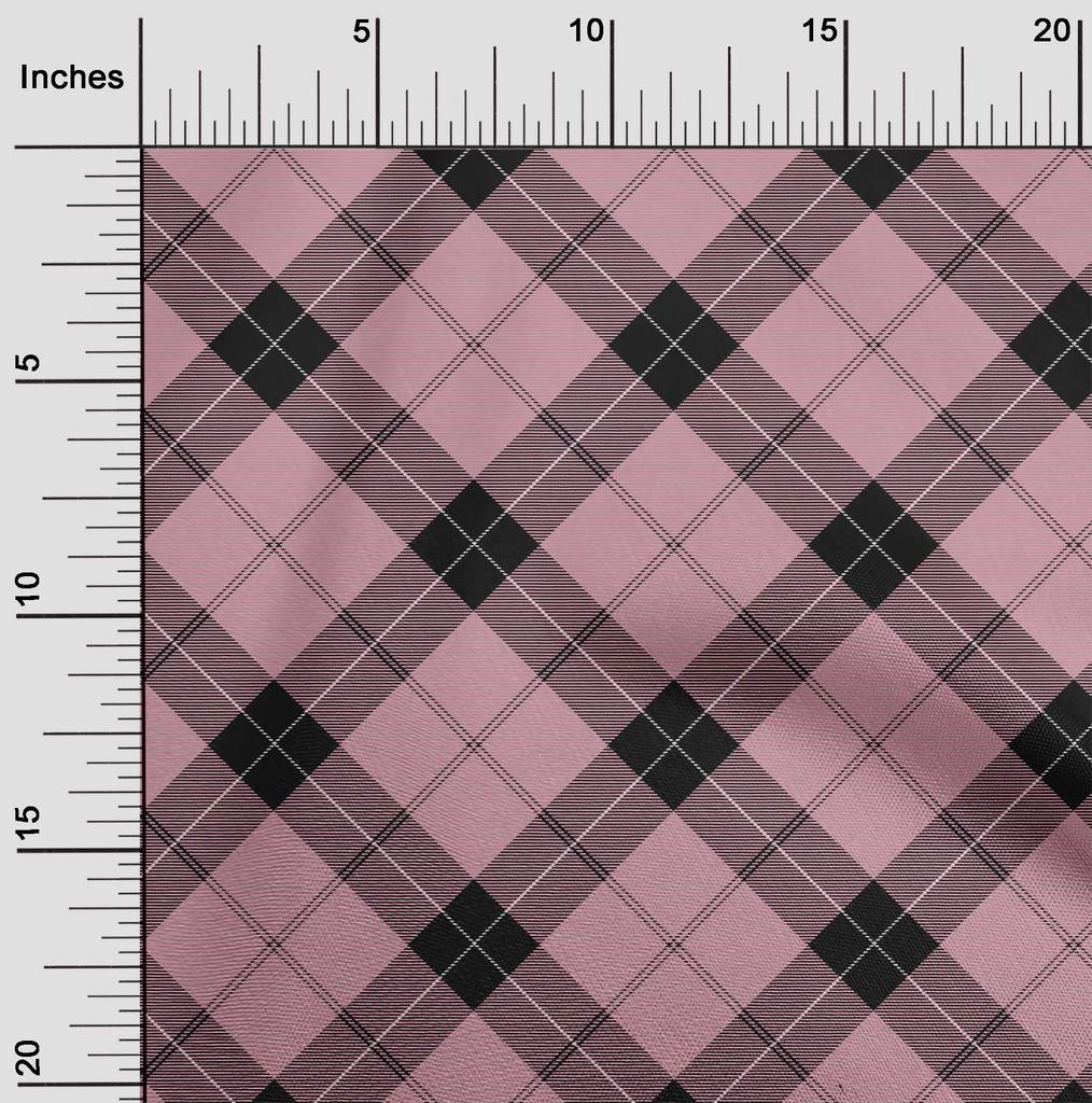 oneOone Cotton Flex Fabric Tartan Check Print Fabric By The Yard 40 Inch