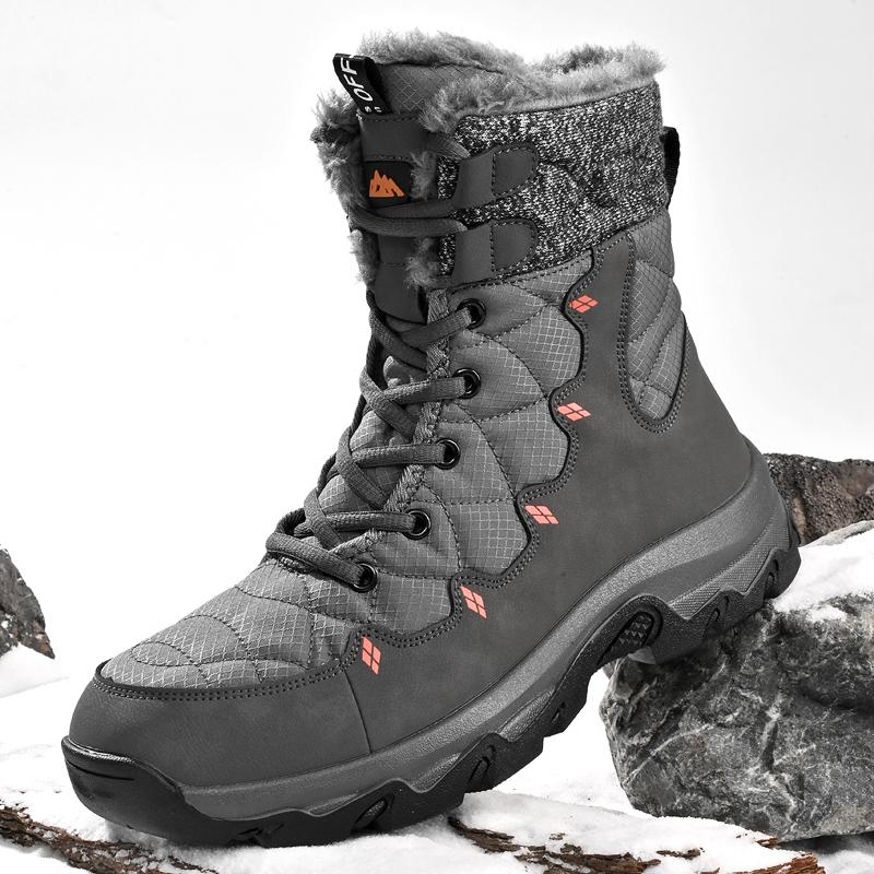 Značka Zimní pánské boty Teplé pánské sněhule Vysoce kvalitní kůže Vodotěsné Pánské tenisky Outdoor Muži Turistické boty Pracovní obuv