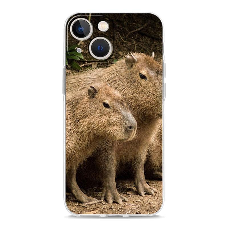 Cute Capybara Luxury Transparent Phone Case For iPhone 15 16 14 13 12 11 Pro Max XS X XR SE 7 8 Plus Clear Lens Protect Cover