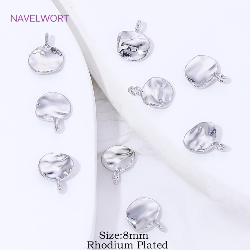 6/8MM 18K Gold Plated Irregular Round Charms For Bracelets,Brass Small Pendant Charms,DIY Necklace Jewelry Making Accessories