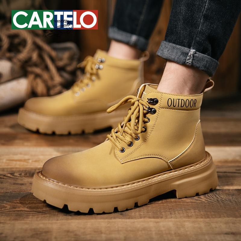 2025 Herbst/Winter Herren Vintage Outdoor High-Top Gelbe Lederstiefel
