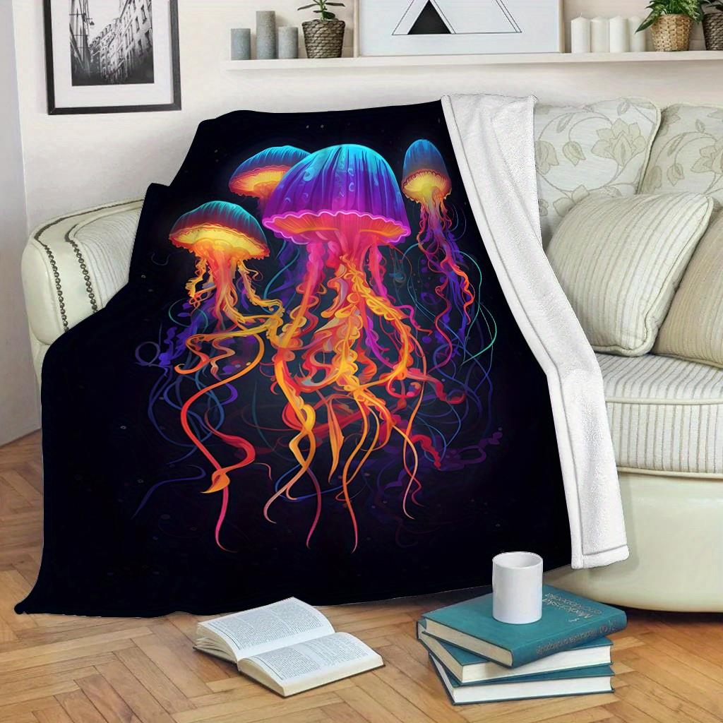 

Colorful Jellyfish Ocean Theme Flannel printed blanket suitable for all seasons suitable for living room office sofa and travel 75x100cm (30x40inch)