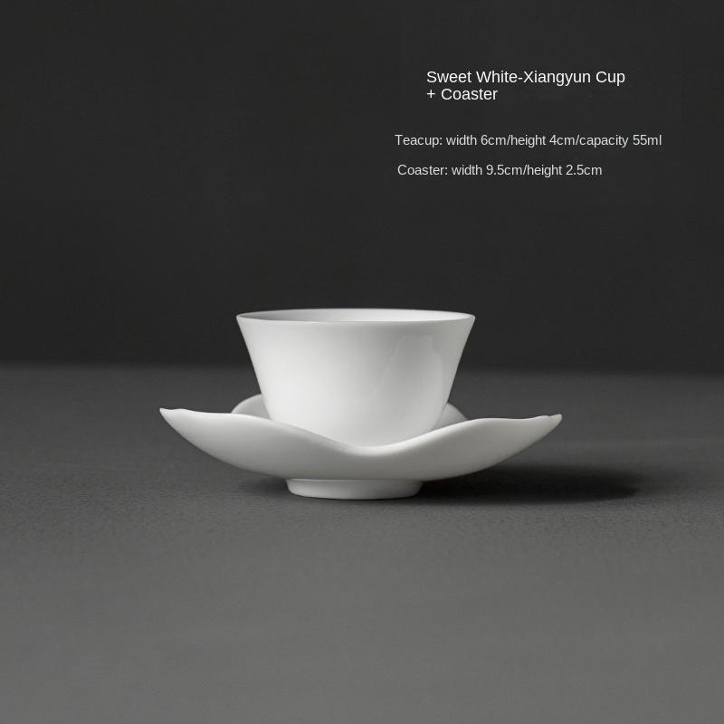 

Sweet White Handmade Kung Fu Tea Cup Porcelain Egg-Shell Master Cup White Porcelain Single Cup Small Teacup Coaster 200ml
