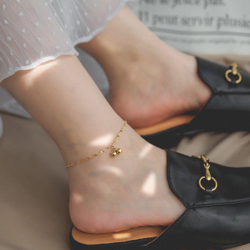 Tide Double-Layer Heart Anklet: 18K Gold-Plated Titanium Steel, Non-fading Fashion Light Luxury for Women