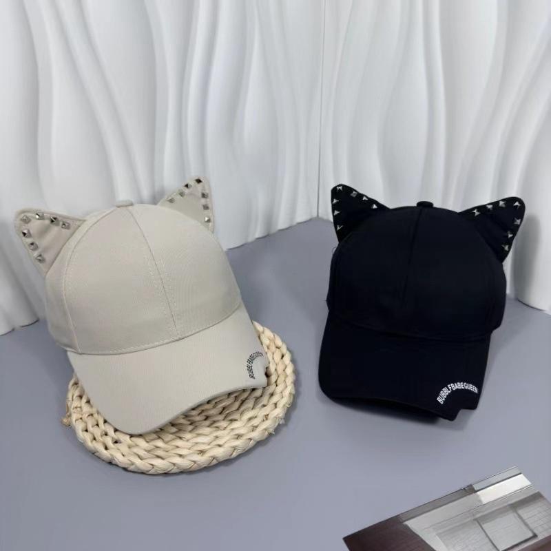 New Men'S And Women'S Fashion Cute Riveted Cat Ear Baseball Cap Personality Sunshade Sunscreen Cap