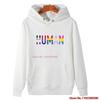 Regenbogen-Buchstaben Herren Hoodie Menschliche Mehrfarbige Schriftart Druck, Buntes Gestreiftes Text-Grafik, Gemütlicher Fleece Pullover Sweatshirt für Wochenend-Freizeitkleidung