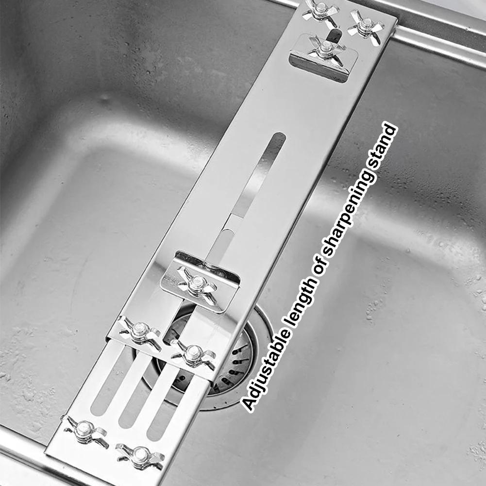 Ostrzałka ze stali nierdzewnej antypoślizgowa narzędzie chowany uchwyt do ostrzenia kamienia regulowany antypoślizgowy z nakrętkami skrzydełkowymi gadżety kuchenne
