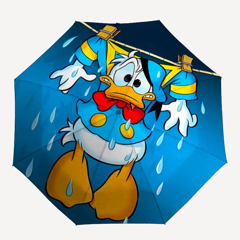 1pc Dripping Donald Duck Automatic Folding Umbrella - 3 Folding Design, Vivid Cartoon Pattern, Suitable for Outdoor Activities, A Gift for F