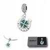 Lucky Four Leaf Clover Horseshoe Silver S925 Pendant Bead