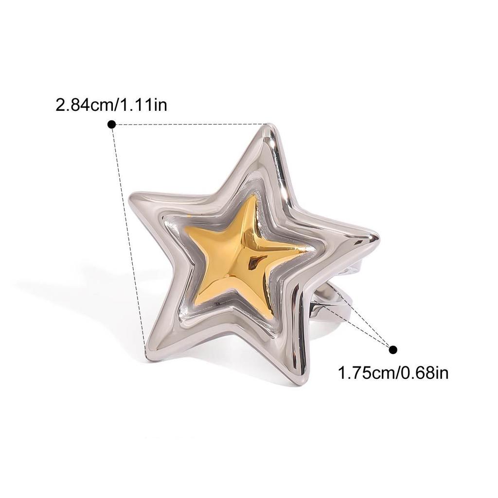 Yori Trendy Stainless Steel Pentagram Geometric Ring Necklace Prevent Allergy Simple 18K Gold PVD Plated Jewelry Bijoux Gift