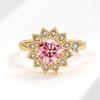 Sunflower Adjustable Ring For Women With Zircon Micro Inlay Gold Plated Jewelry Accessory