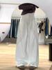 Plus Size High Waist Fleece-Lined White Pleated Wide-Leg Jeans for Women - Autumn/Winter Loose Straight Leg Floor-Length Pants