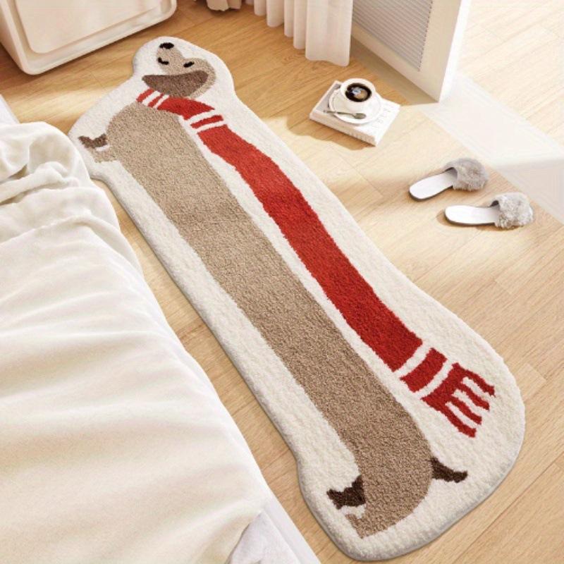 Dachshund Pattern Imitation Cashmere Mat, Non-Slip Washable Polyester Mat, High Pile Plush Rectangular Area Mat, Suitable for Bedroom