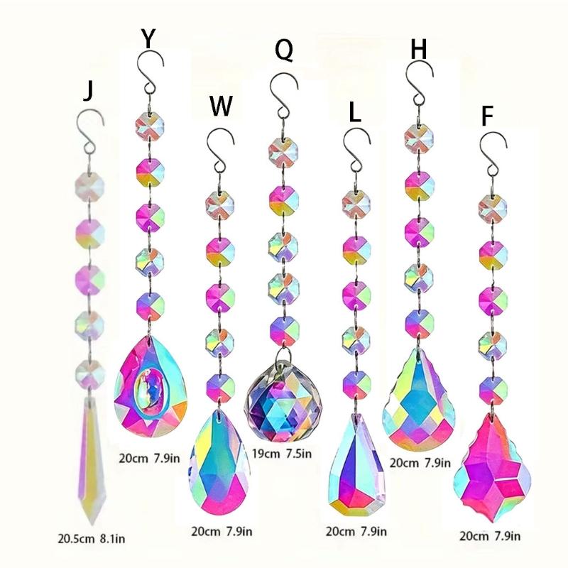 Window Suncatchers Display Pendant Set, 10 Piece Glass Faceted Sunlight Accent for Home Rooms, Party Styling and Wedding Use