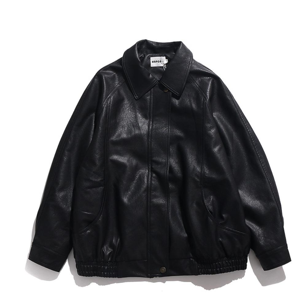 Spring and Autumn Retro Korean Temperament Pu Leather Jacket Men's Lapel Casual Loose Heavy Do Old Couple Jacket Tide