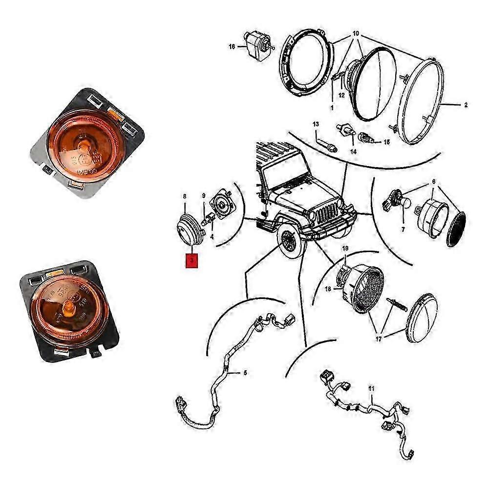 Bulbs Side Front Lamp Turn Signal Light For -jk 2007-2015 Halogen Marker Side Lamp Clearance Lights