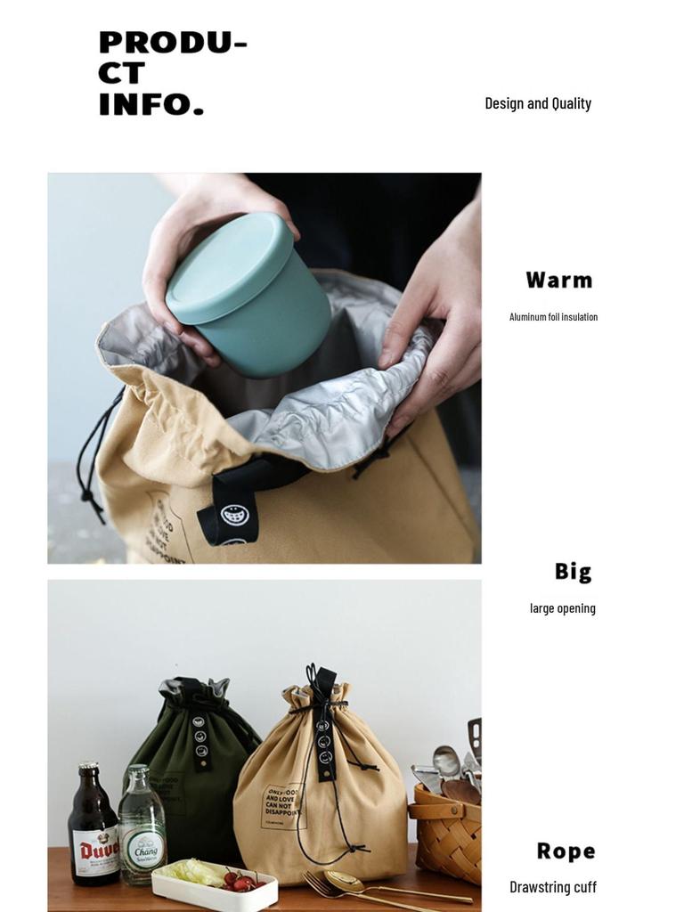 Nordische minimalistische isolierte Canvas-Bento-Tasche mit Kordelzug