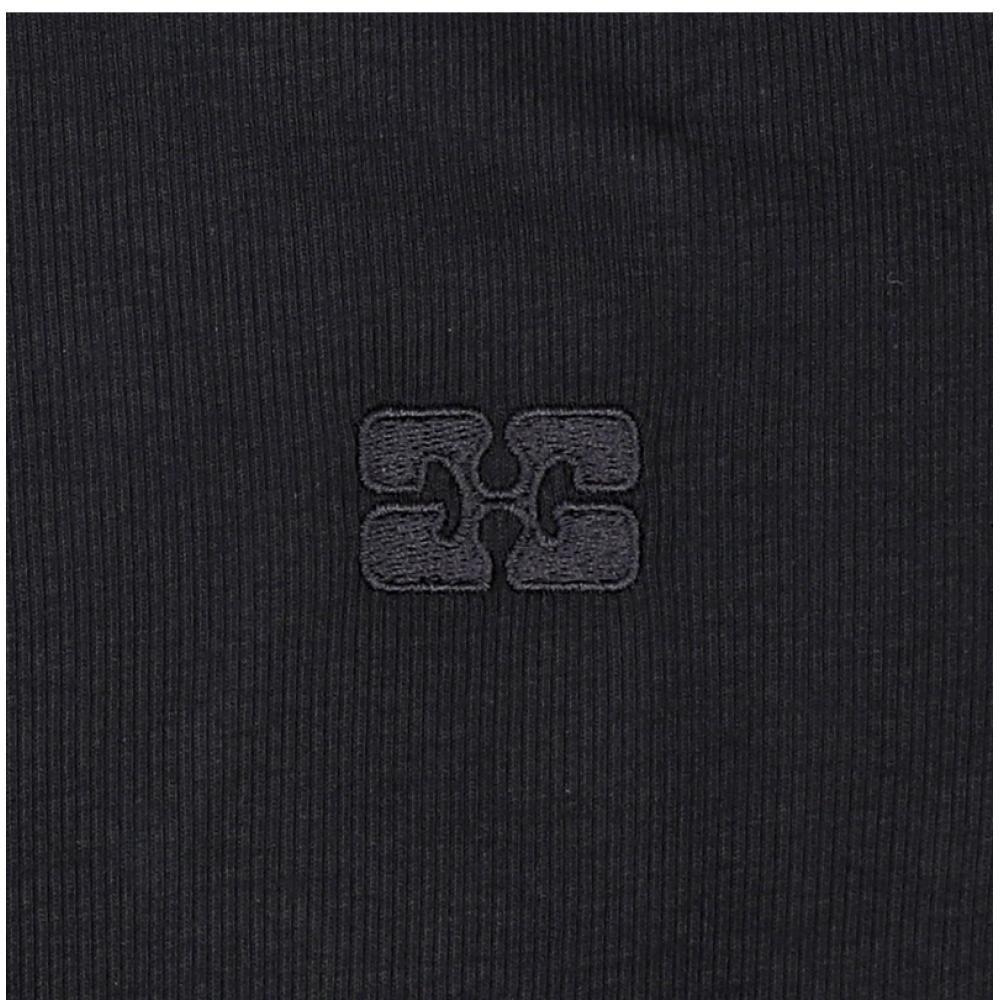 Ganni Women S Long Sleeve Soft Cotton Tee T4313 004